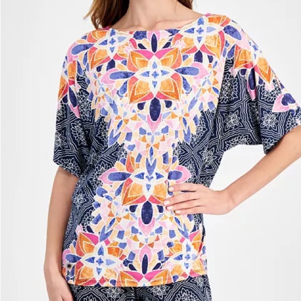 JM Collection
Women's Short-Sleeve Printed Dolman-Sleeve Top. Large